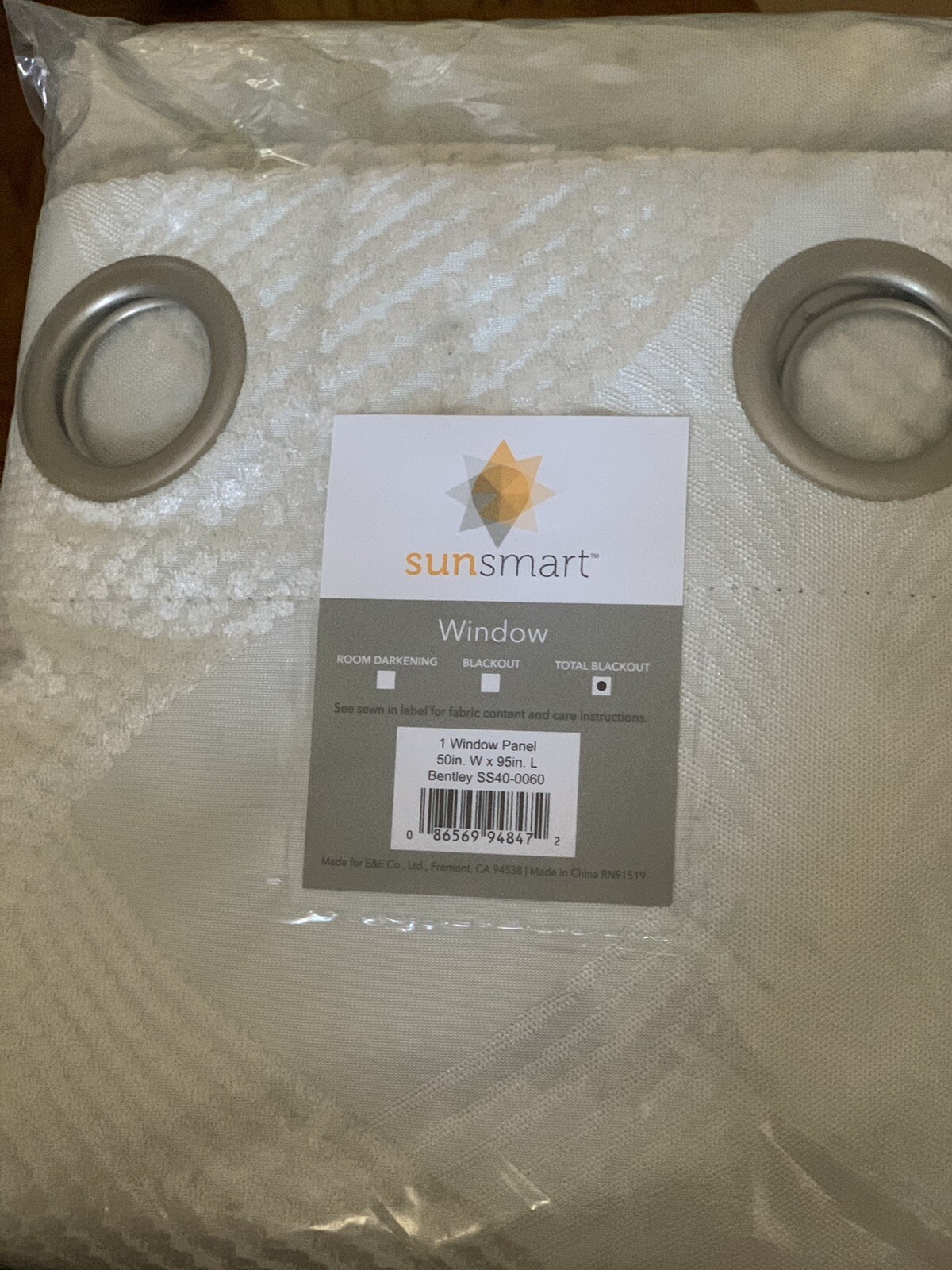 Sunsmart Bentley Jacquard Total Blackout 1 Panel Curtain 50”X 95” SS40-0060