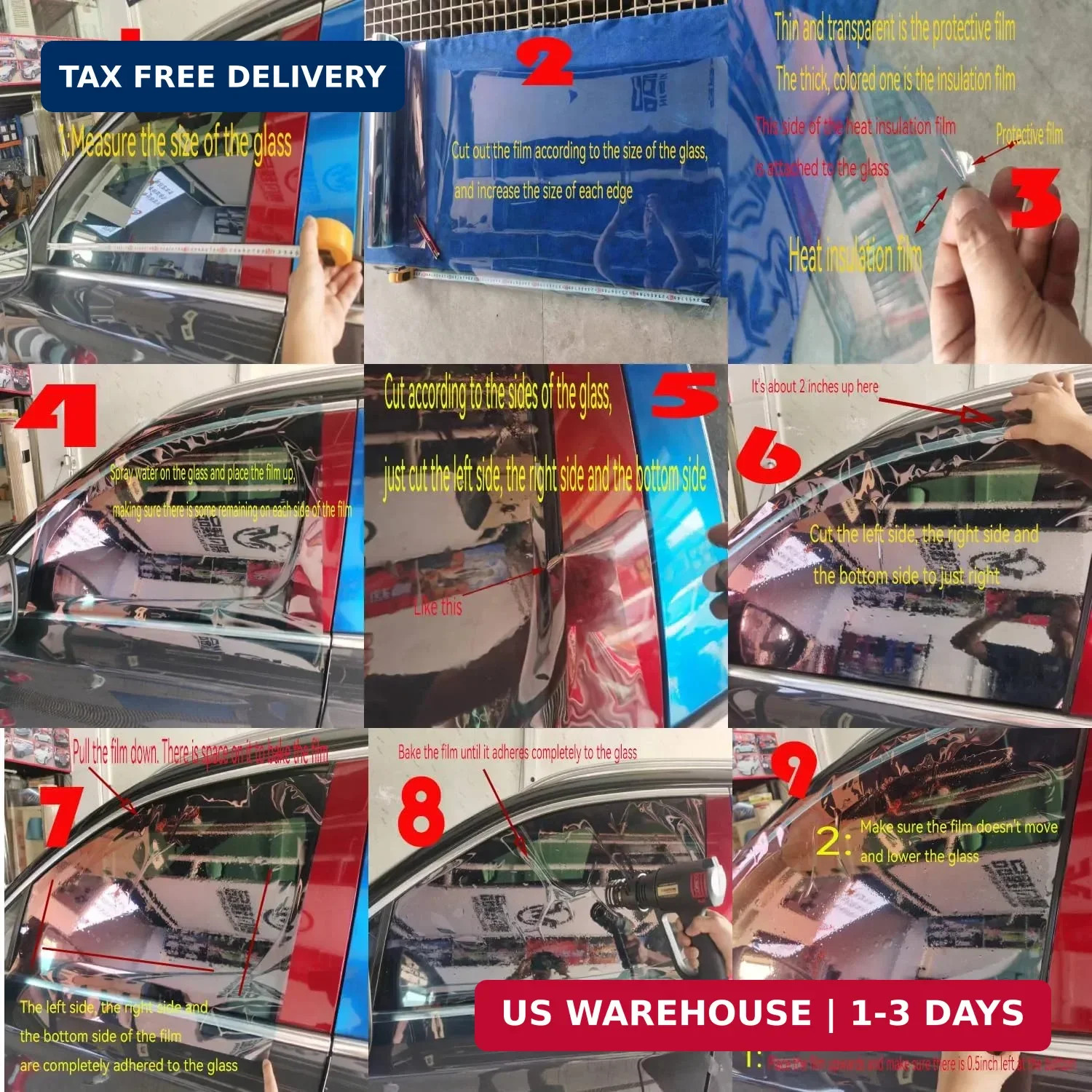 Car Windshield Sun Shade Tint Film， Car Glass Film，Heat Insulation Film，Color-Ch