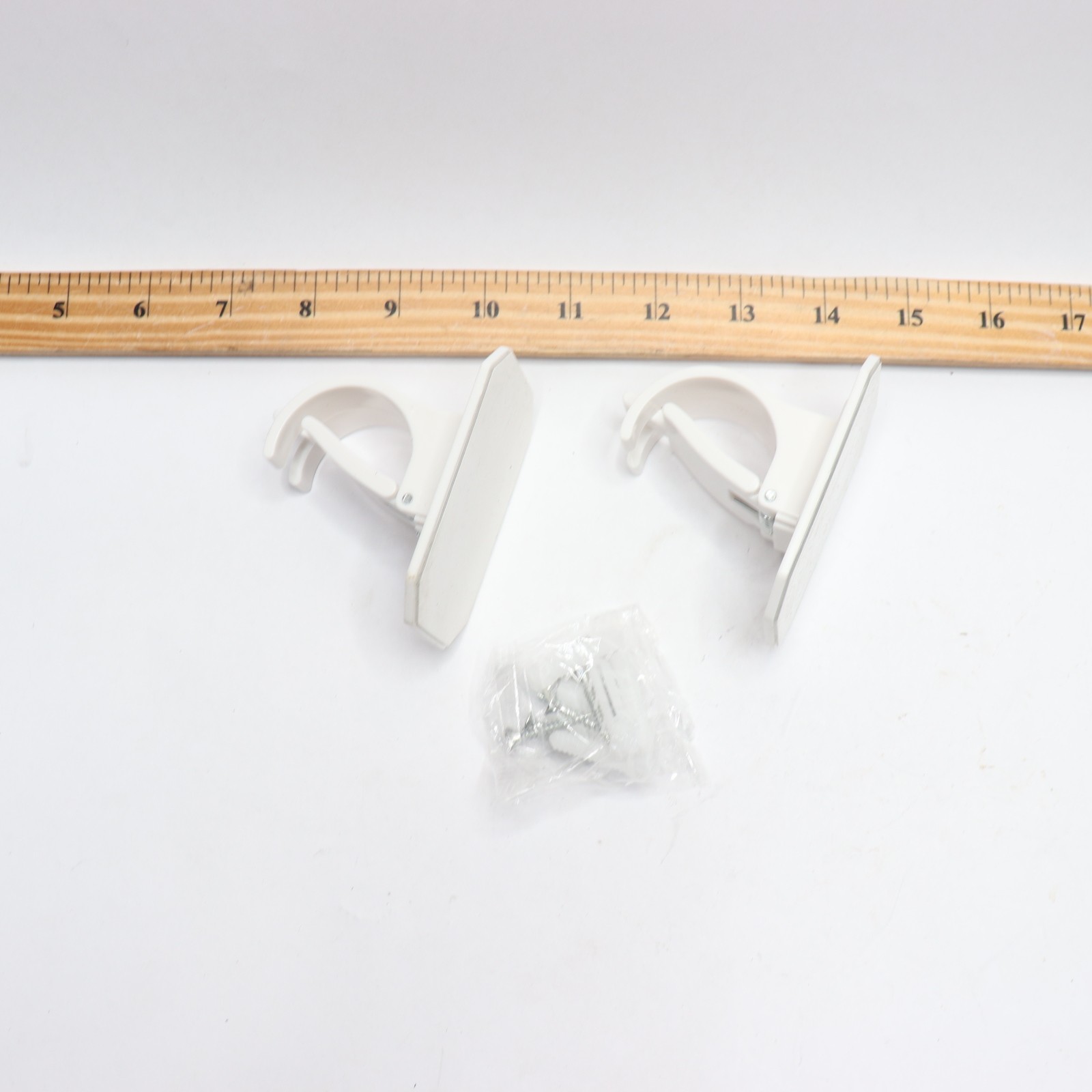 (2-Pk) Codoule Self Adhesive Curtain Rod Hooks Brackets White