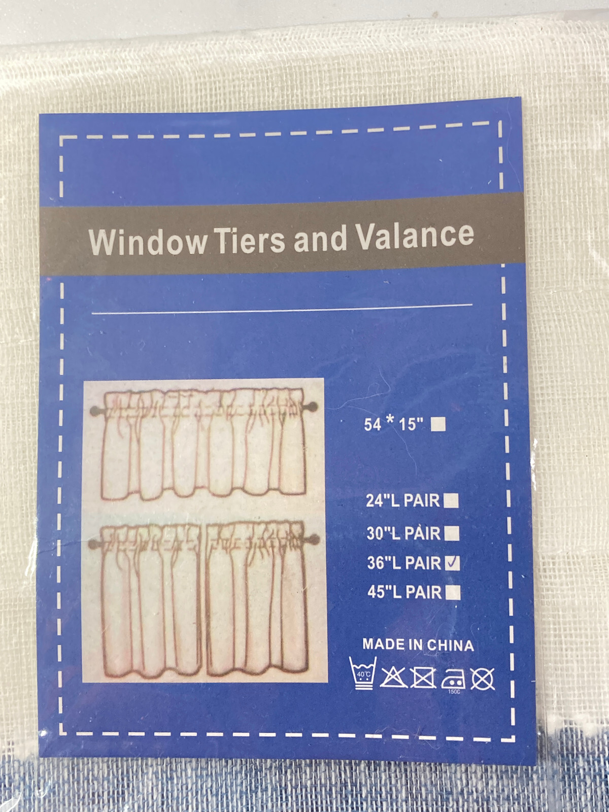 Blue & White Striped Tier Panels Window Curtains 2 pc 36 in L x 54 Total W