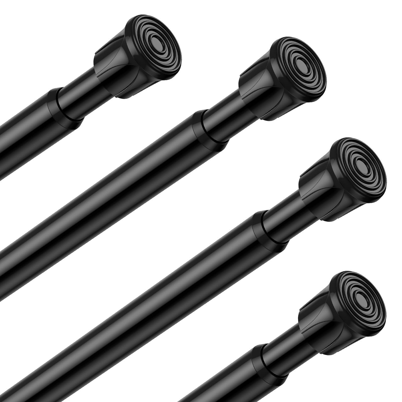 2 Pack Adjustable Black Spring Tension Curtain Rods 28-48 Inches