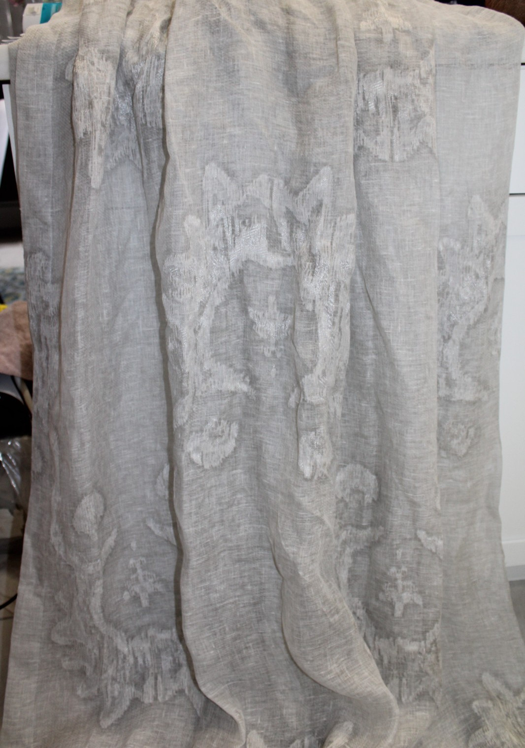 2 Custom Made 100% linen pinch Pleat Curtain SHEER Panel in Silver Gray 30″X103″