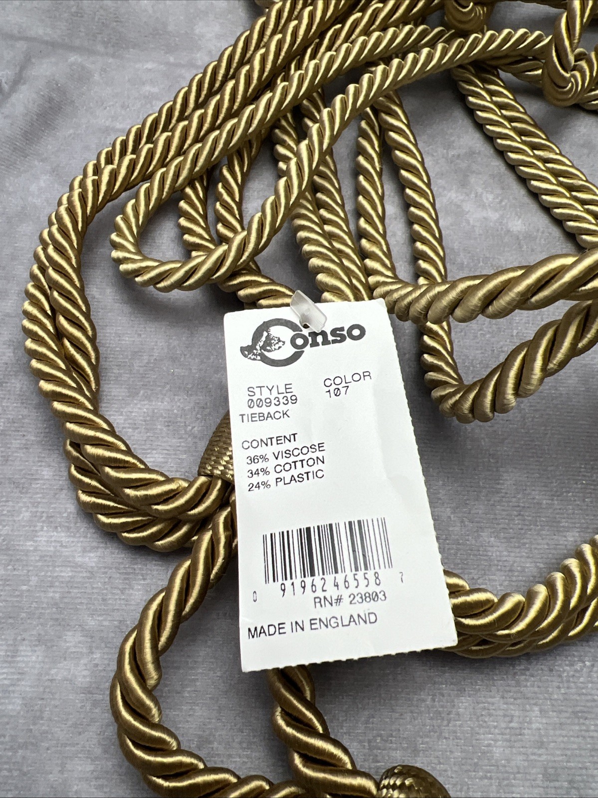 4 Conso Tassel Drop Harlequin Tie Backs Metallic Gold Made England B13