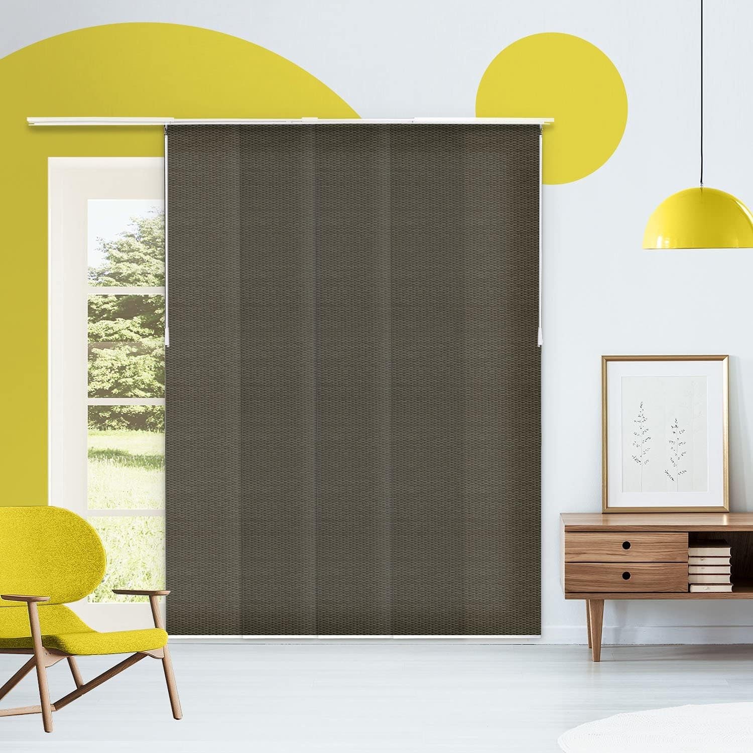 Adjustable Panel Track Blinds for Sliding Glass Door, 46″-86″ W x 0-96″ H,