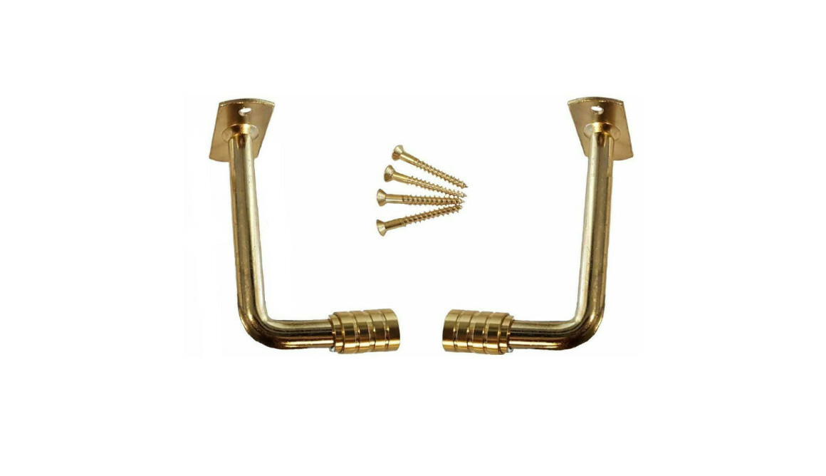 2″ Projection OUTSIDE MOUNT Brass EXTENSION BRACKETS for 3/8″ Rodding (1-Pair)