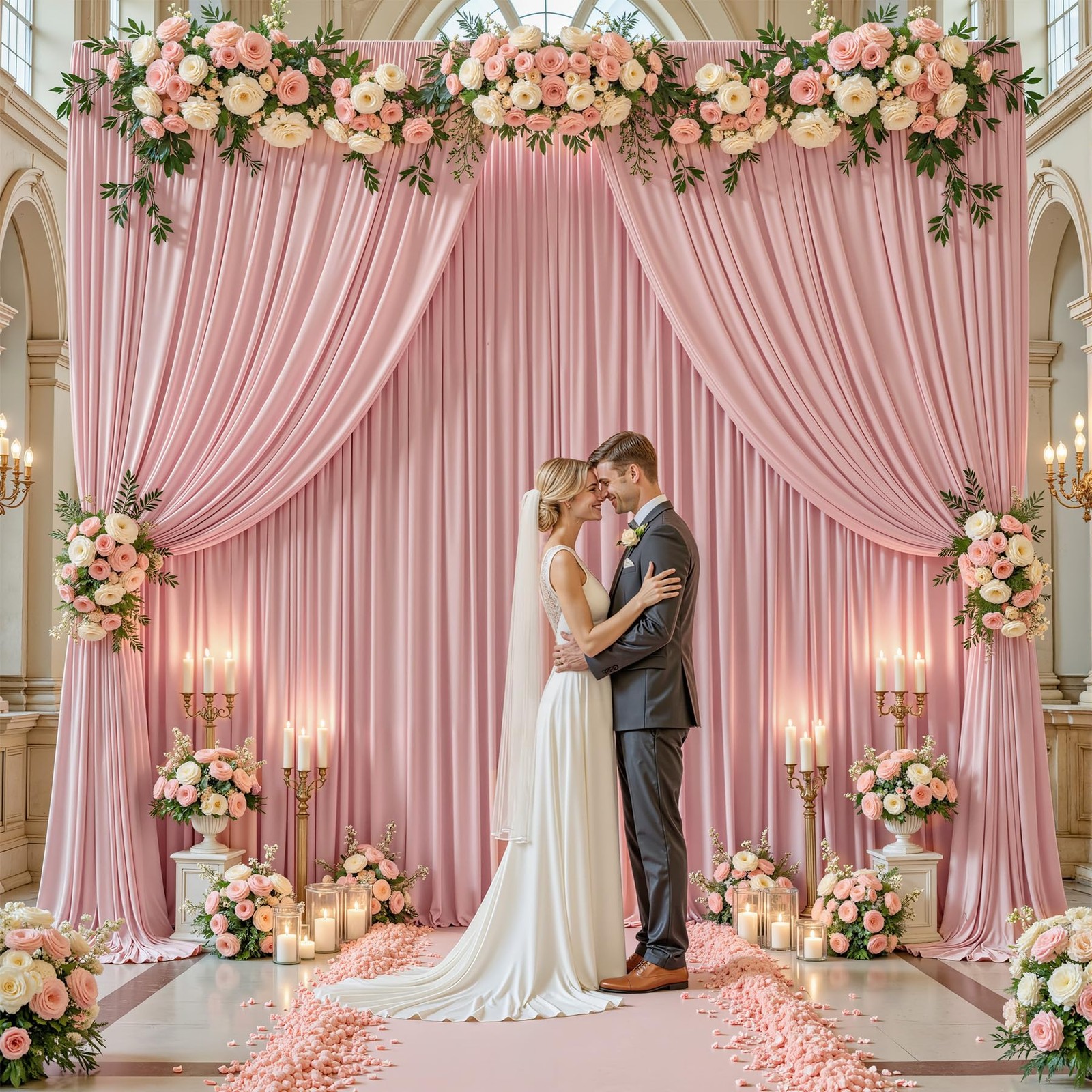 40x10FT Dusty Rose Backdrop Curtains for W4′ x H10′(10 Panels),