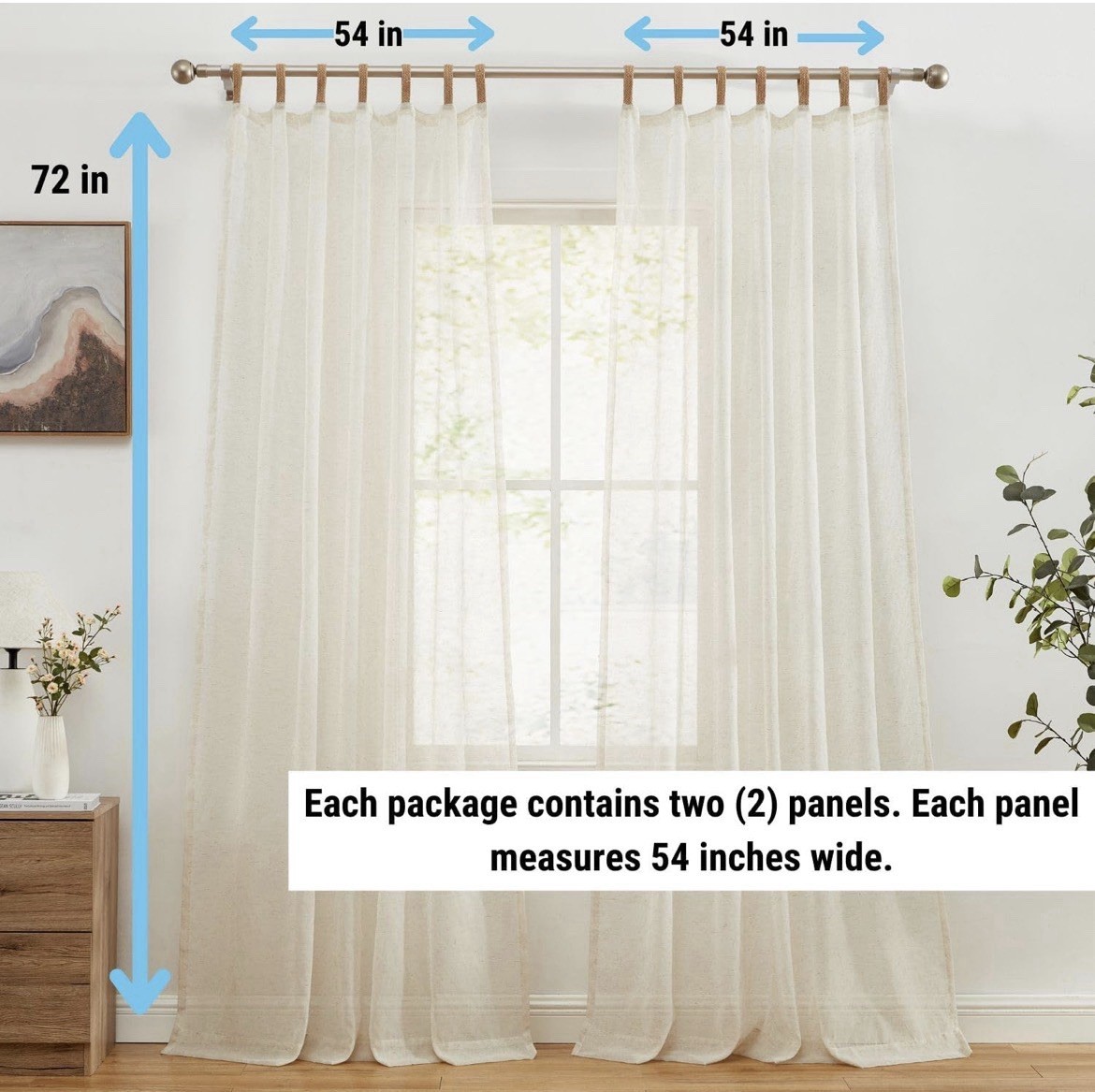LENA BURLAP SHEER FLAX LINEN TAB TOP CURTAINS 2 PANELS BOHO BOHEMIAN NWT