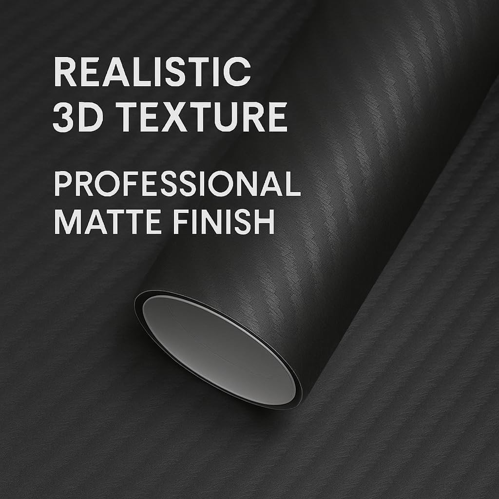 Rockrose 3D Matte 3D Black Carbon Fiber Vinyl Wrap Anti-Wrinkle Air Release