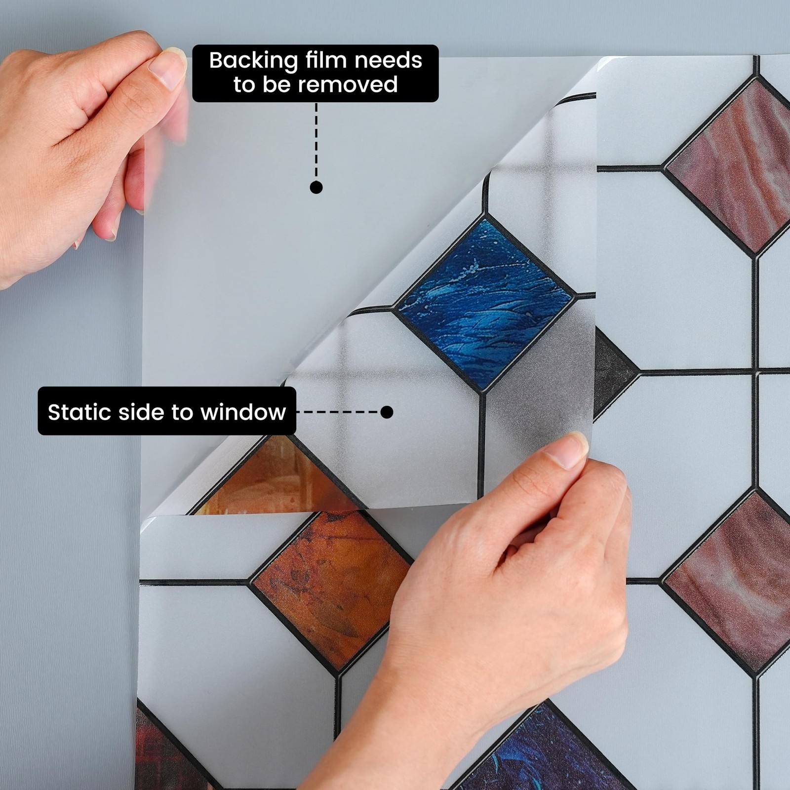 DKTIE Stained Glass Window Film Geometric Patterns, Fine Frosted Window Cling…