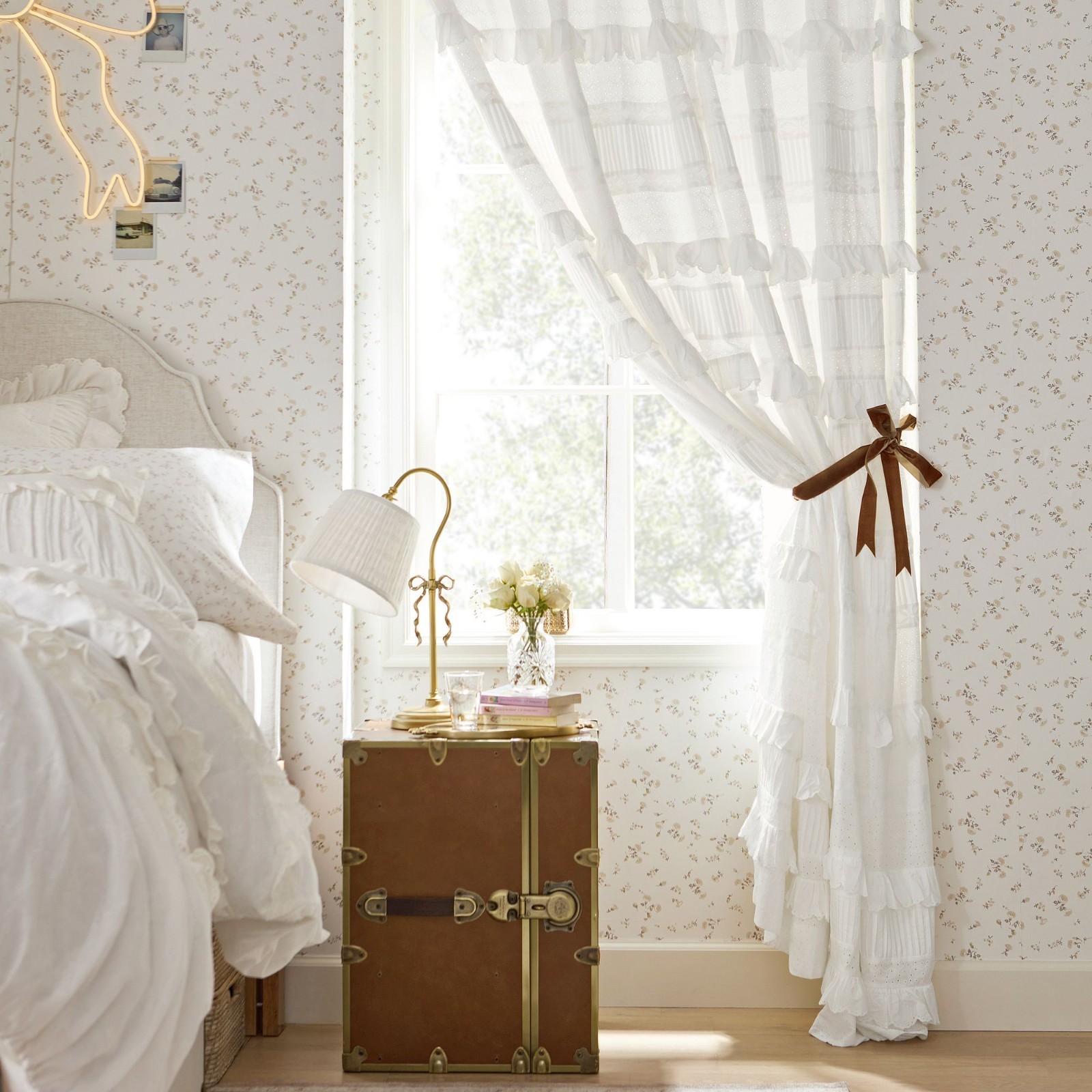 Pottery Barn x LoveShackFancy Ivory Eyelet Embroidery Light-Lined Curtain 48×84″