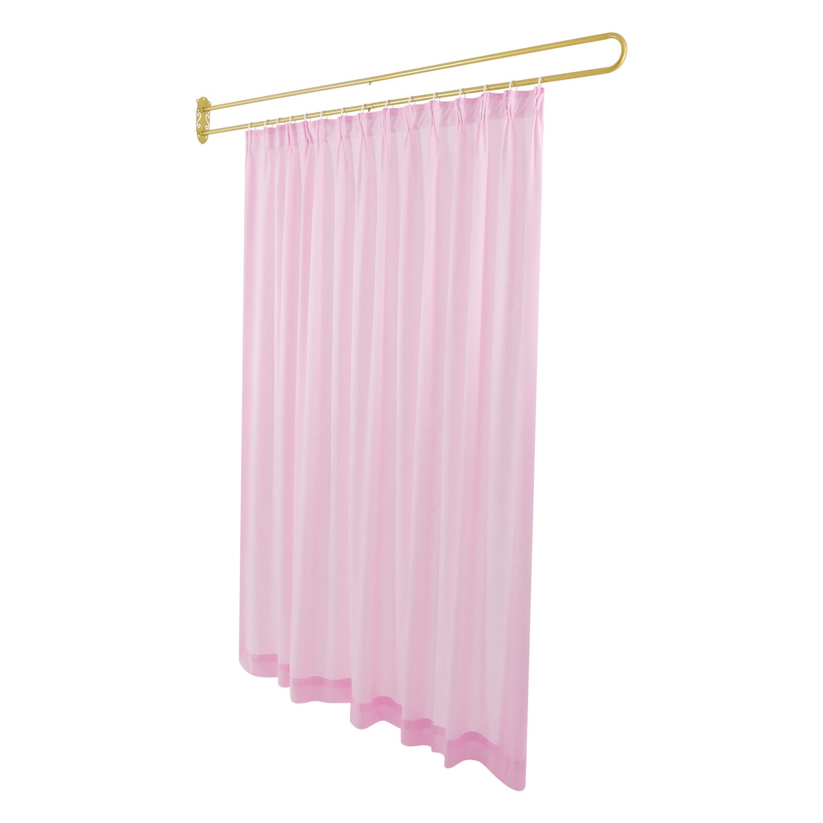 Privacy Partition Curtain Metal Support Wall Mounted U-Shape Room Divider 2M