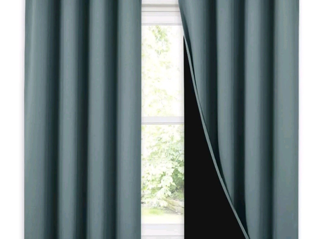 100% Blackout Curtains 44×73 inches , Double-Deck Completely Blackout Window…