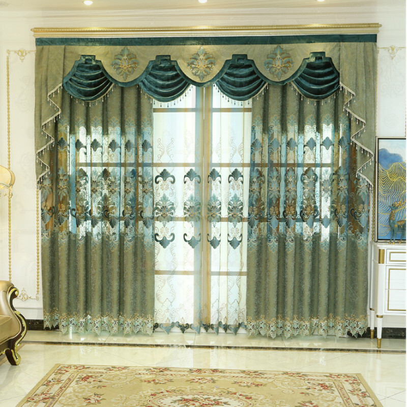 Blackout Chenille Curtain Water Soluble Embroidery Tulle Window Drape Modern New