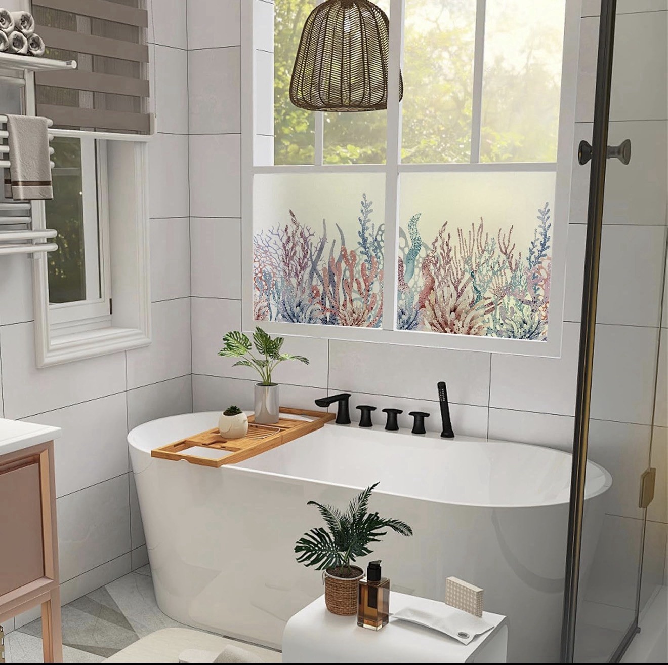 DKTIE Decorative Window Film Privacy Static cling Easy To Apply 35.4 In X 78.7in