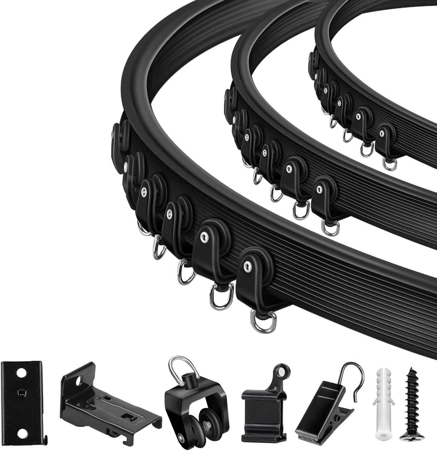Customizable 12 Ft Black Curtain Track System for Easy Install & Elegant Privacy