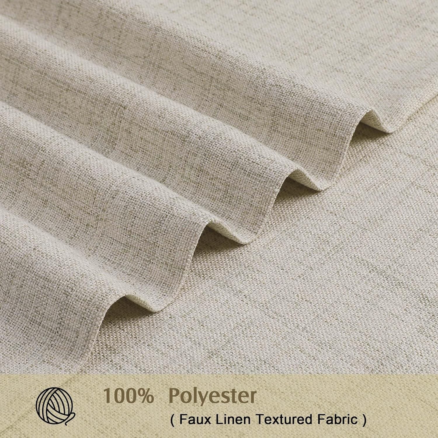 Linen Kitchen Window Curtains Tier 36 Inch Length 2 Panels, Faux Linen Textured