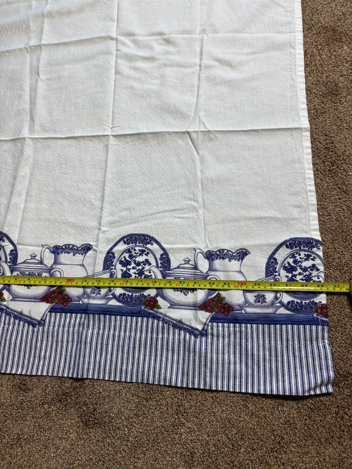 2 Vintage Better Homes Curtains Blue and White Tea & Berries 34 x 29″