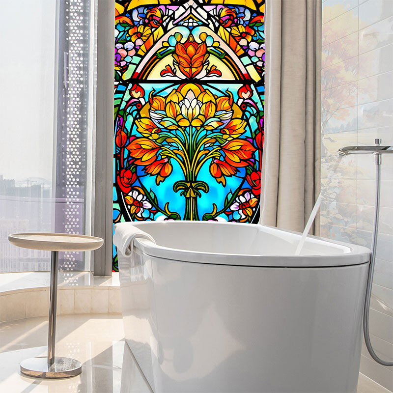 40*100/45*120cm Colorful Stained Glass Film Modern Art European Decor Privacy