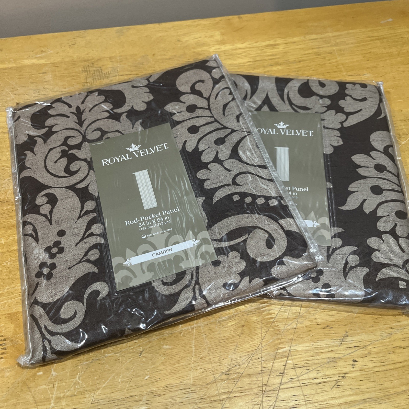 Royal Velvet (2) Rod-Pocket Camden Panels 50×84″ Russet Brown Shimmery Floral