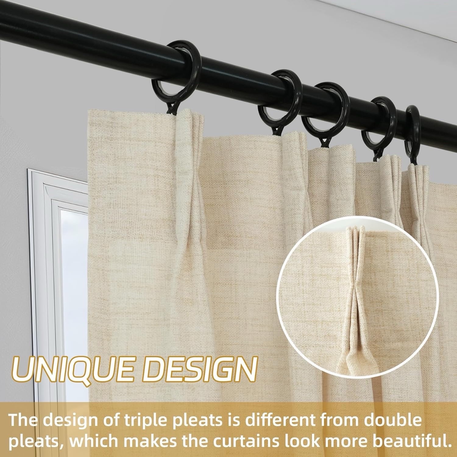 DriftAway Pinch Pleat light filtering curtain panel 50 x 96in beige