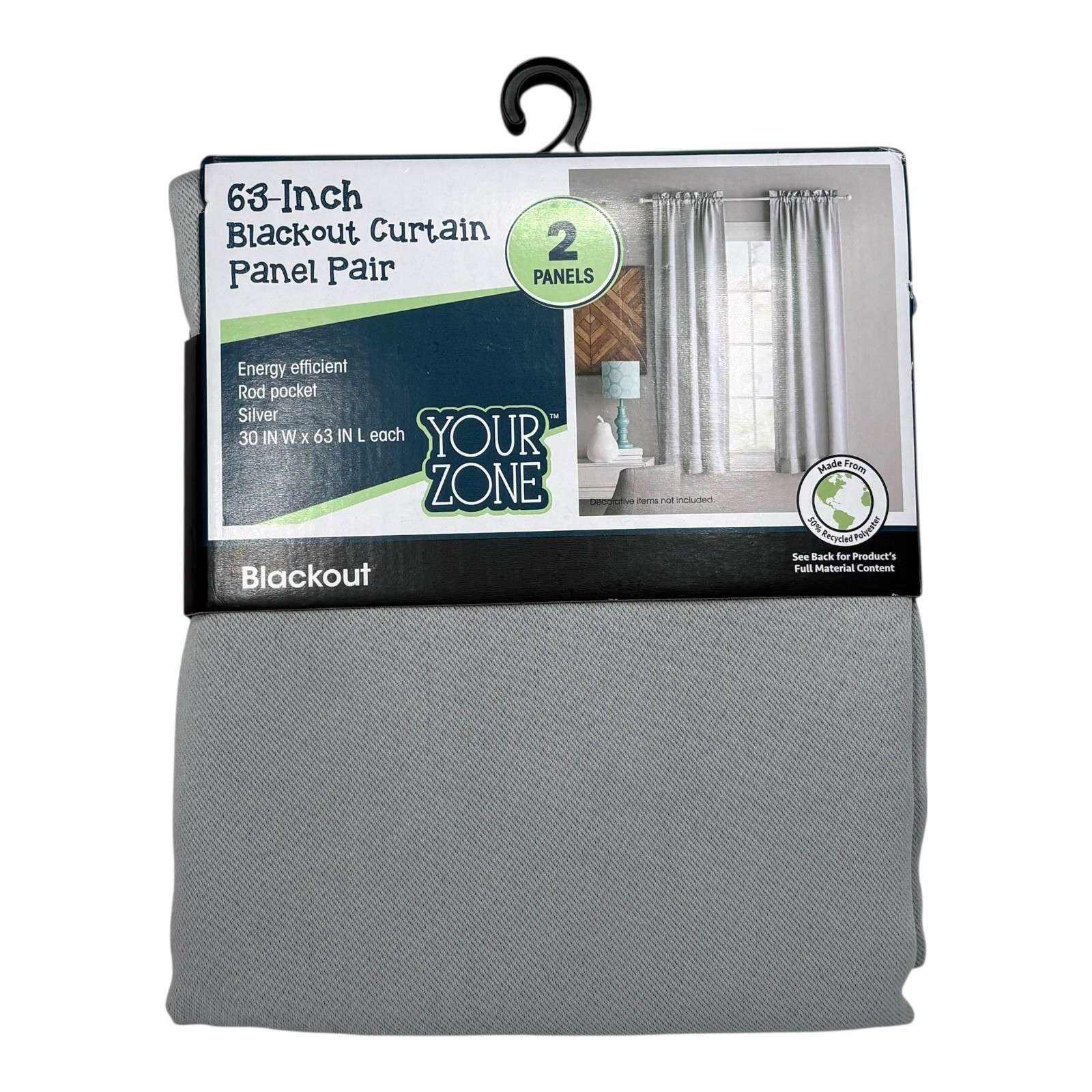 63-Inch Blackout Curtain Panel Pair, Soft Silver Gray Rod Pocket 63 x 30 in