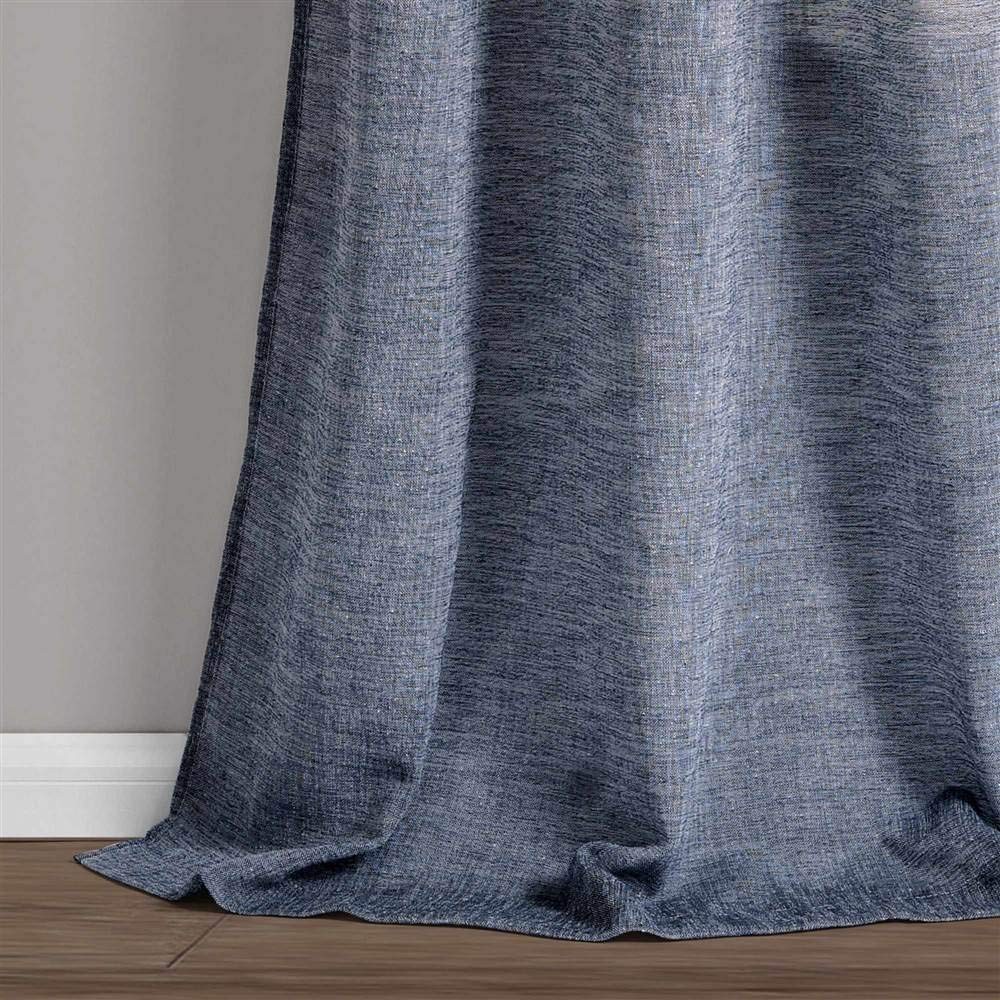 Ombre Stripe Grommet Sheer Window Curtain Panels Pair 38″ W x 84″ L Navy – Sh…