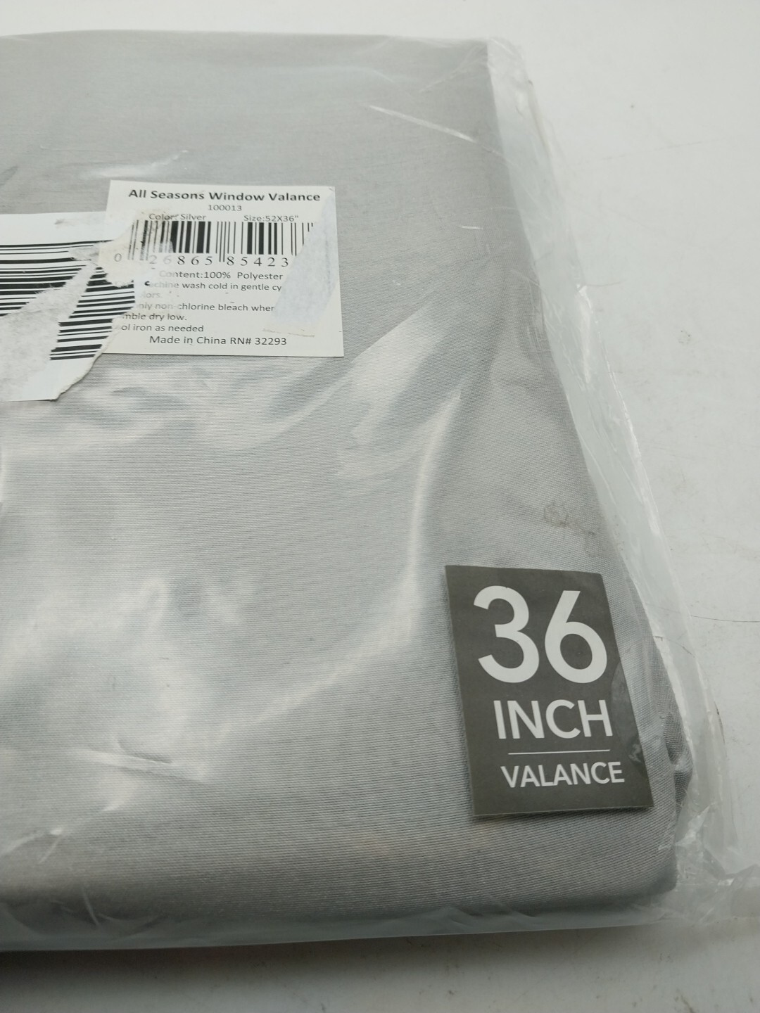Elrene All Seasons Window Valance Curtain Silver 52in W x 36in L