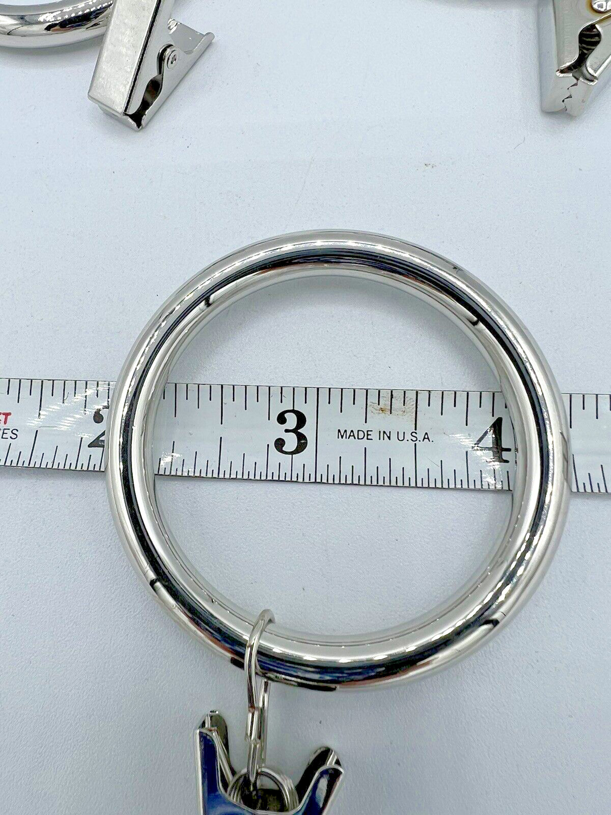 Rejuvenation Curtain Rings Clip Set 7 Polished Nickel Fits Rod 1.25″ Drapery