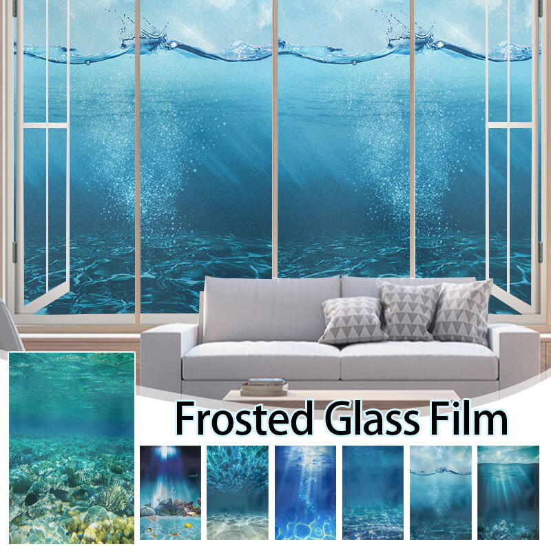 New Ocean Underwater Static Clings Frosted Glass Stained Window Sticker Film
