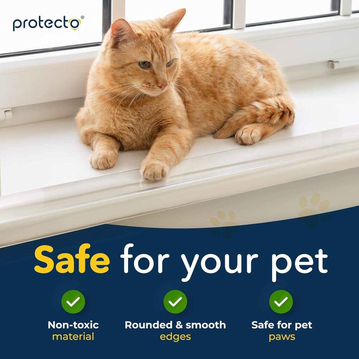 Pet-Friendly Window Frames – Scratch-Resistant Clear Sill Guards (35.5″ x 3.25″)