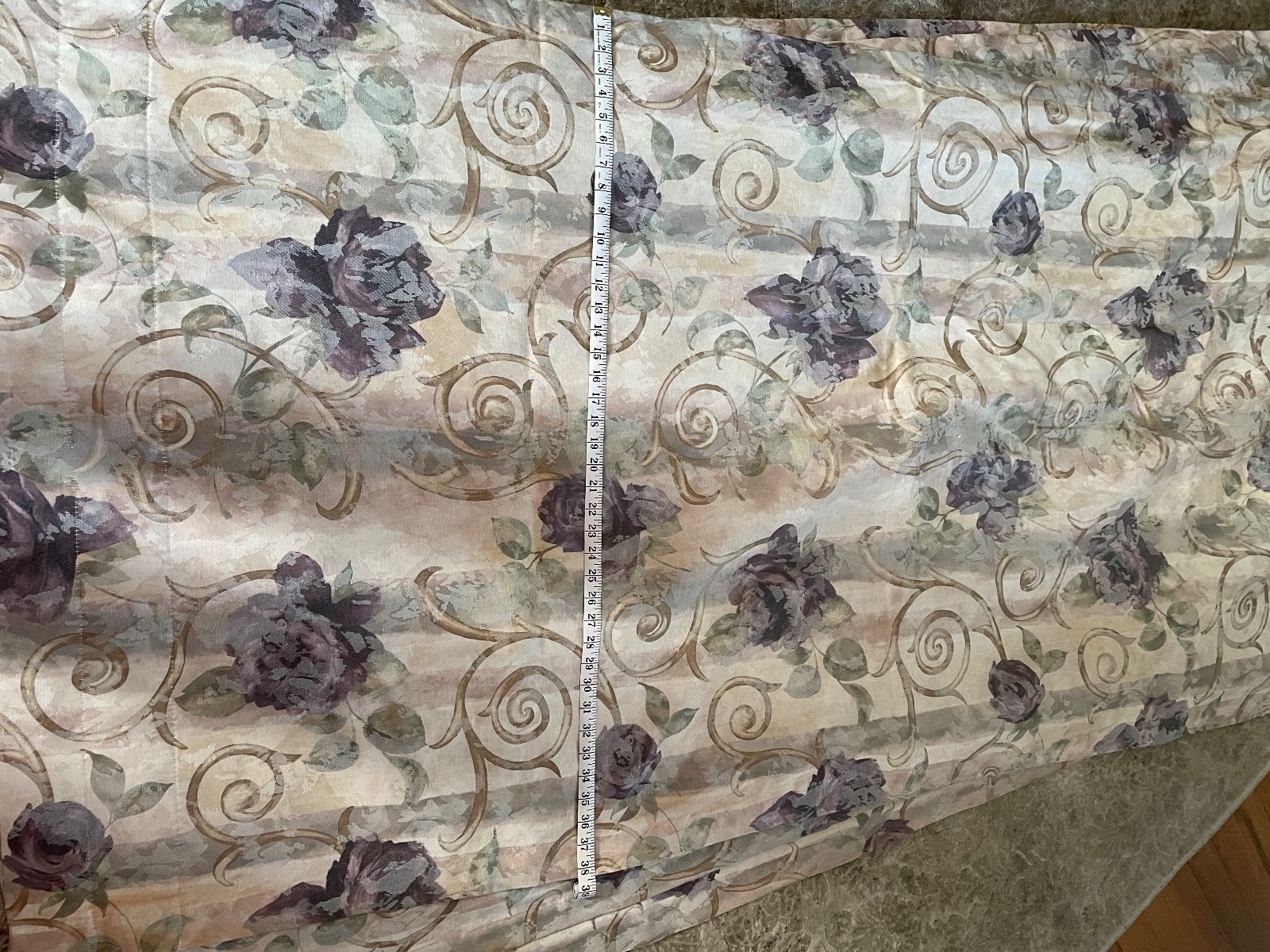4 pce Croscill Chambord Cassis Original Matte Drapes Purple Rose Roses 80″L