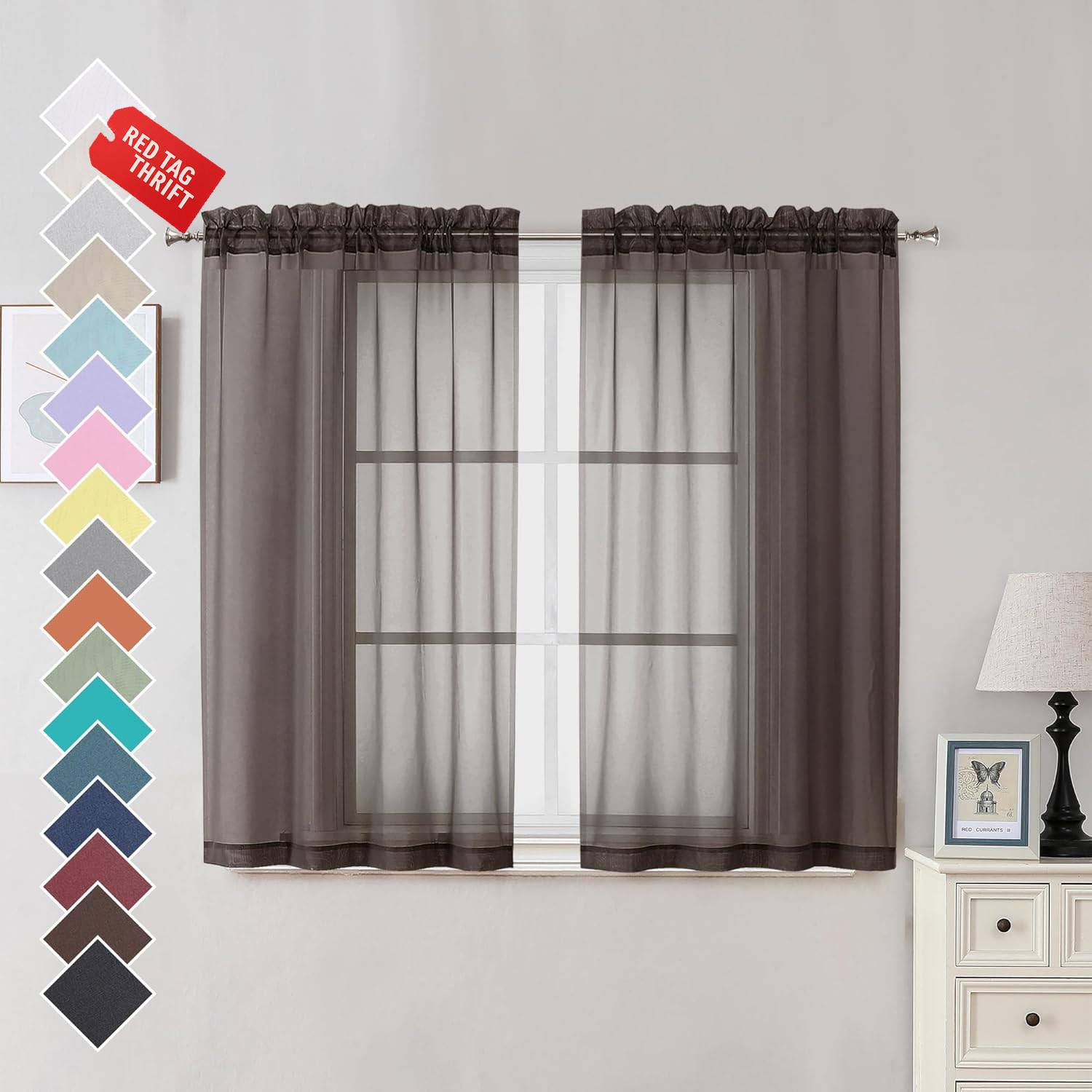 Turquoise Sheer Curtains 2 Panel Sets 84″ Inch Length