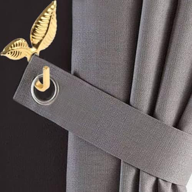 4Pcs Curtain Holdbacks Tieback Hooks Multifunctional Wall Hook Gold Vintage Leaf