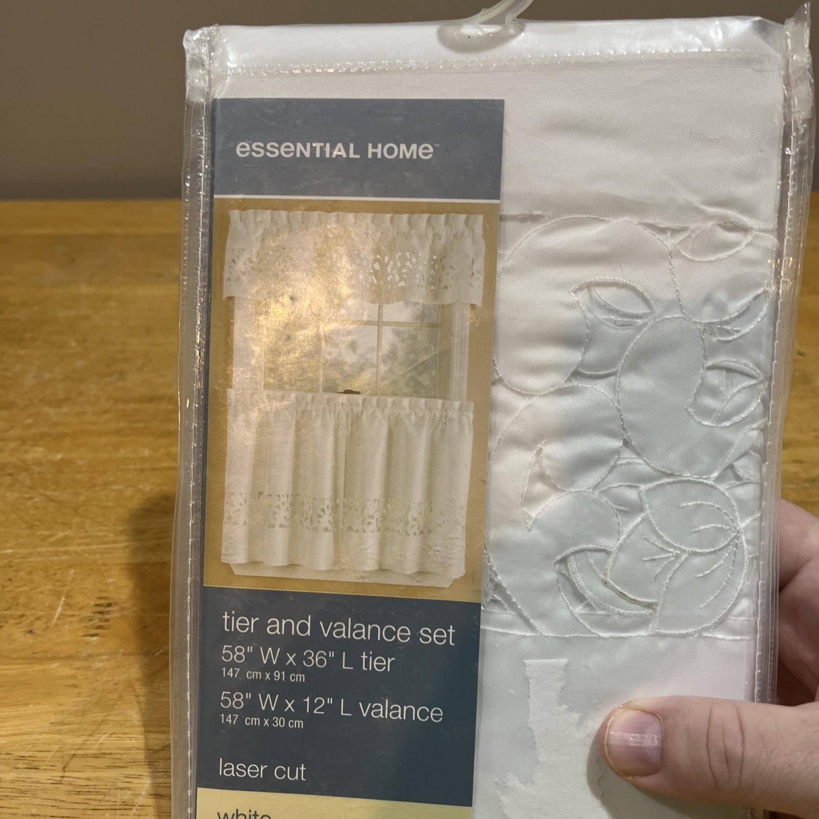 Essential Home by KMart White Window Tiers & Valance Lattice Laser Cut Cottage