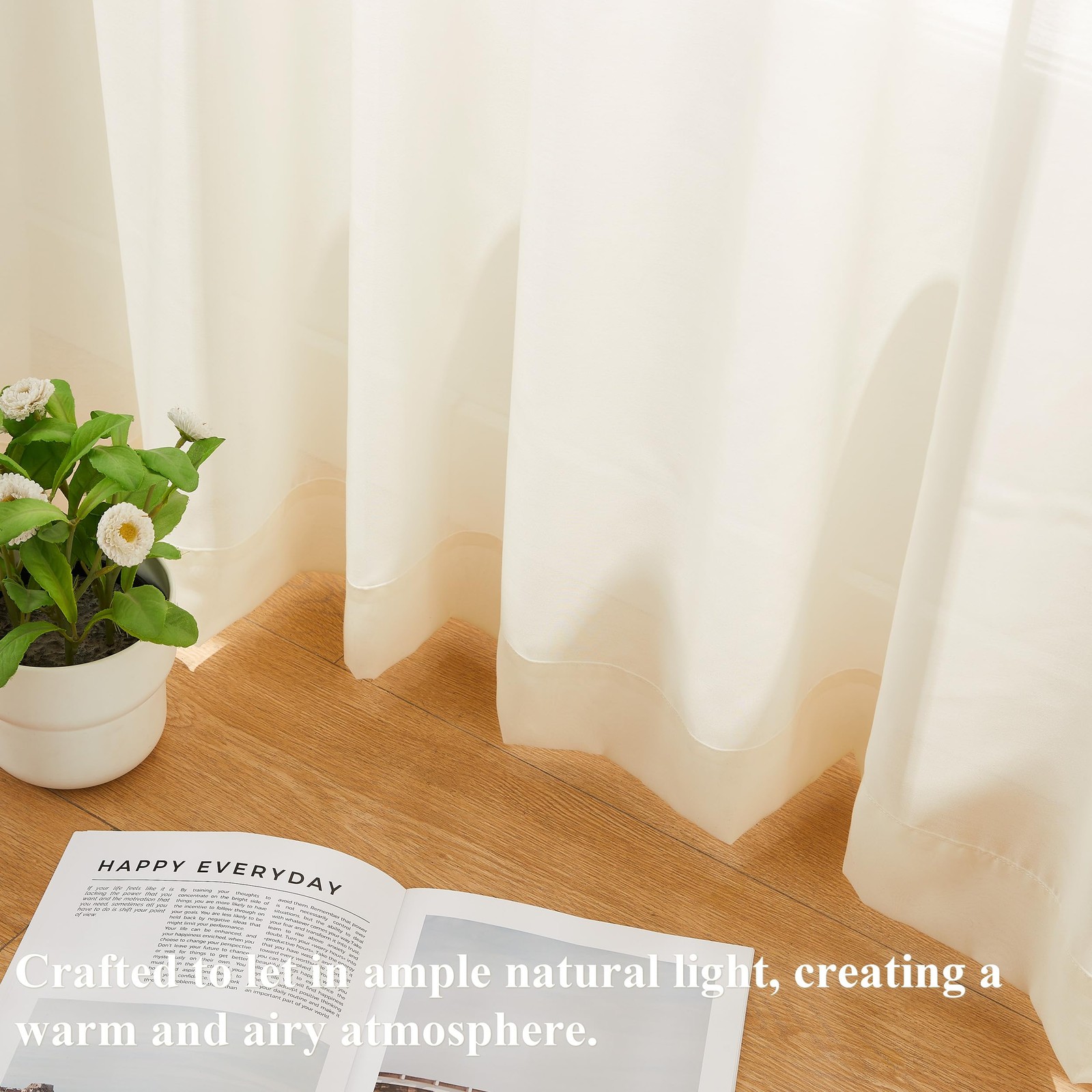 95 Inches Long Egret Ivory Pinch Pleated Sheer Curtains for Bedroom Living Ro…