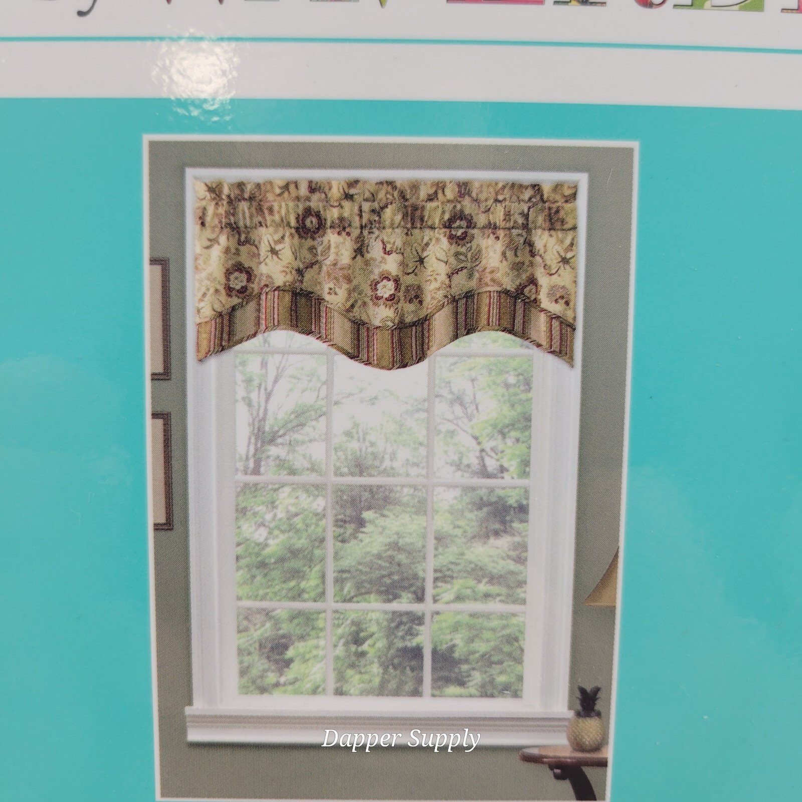 WAVERLY Navarra Antique Scallop Valance Rod Pocket Window Curtain Floral 52”x16”