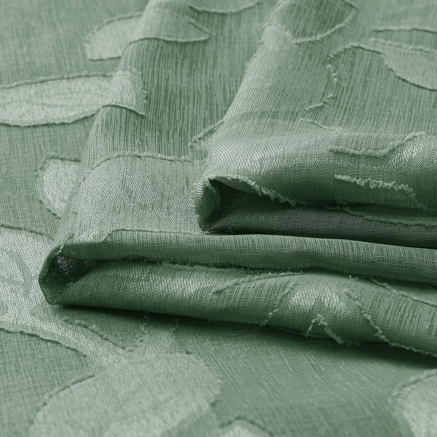 Sage Green Sheer Short Curtains 36 Inch Length 2 Panels, Light Filtering Small