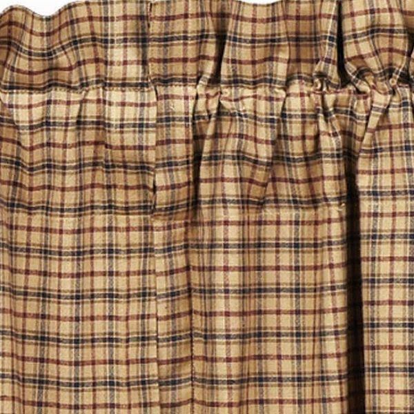 36″ Lodge Style Window Tier Set Lined Red Navy Tan Plaid Cafe Curtains Millsboro