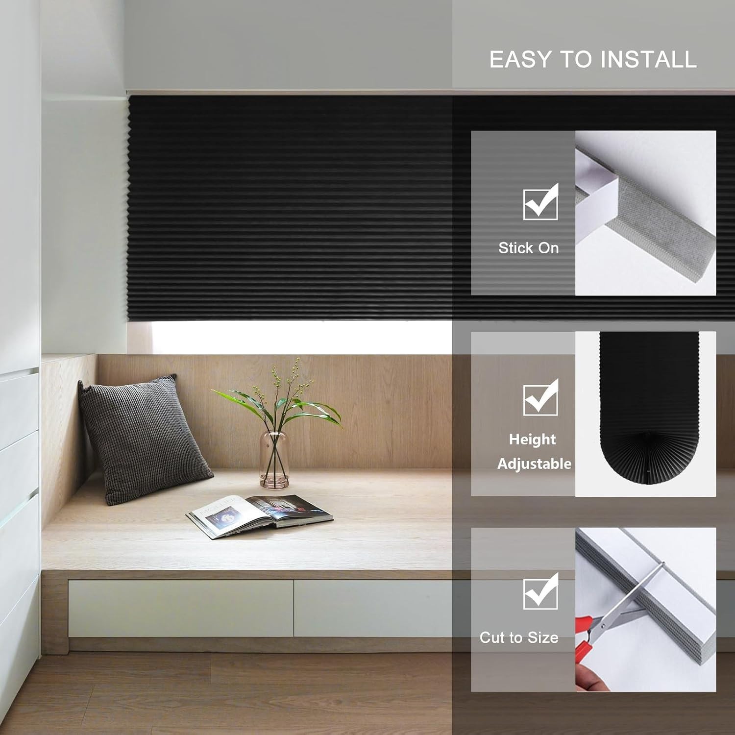 Paper Blinds Temporary Window Blinds Light Filtering No Drill Stick on Cut to…