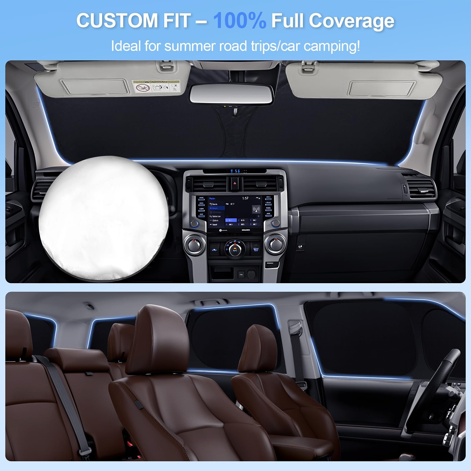 SHINELINERS 6pcs Car Window Shades for Trailblazer2021-2025, sliver/black
