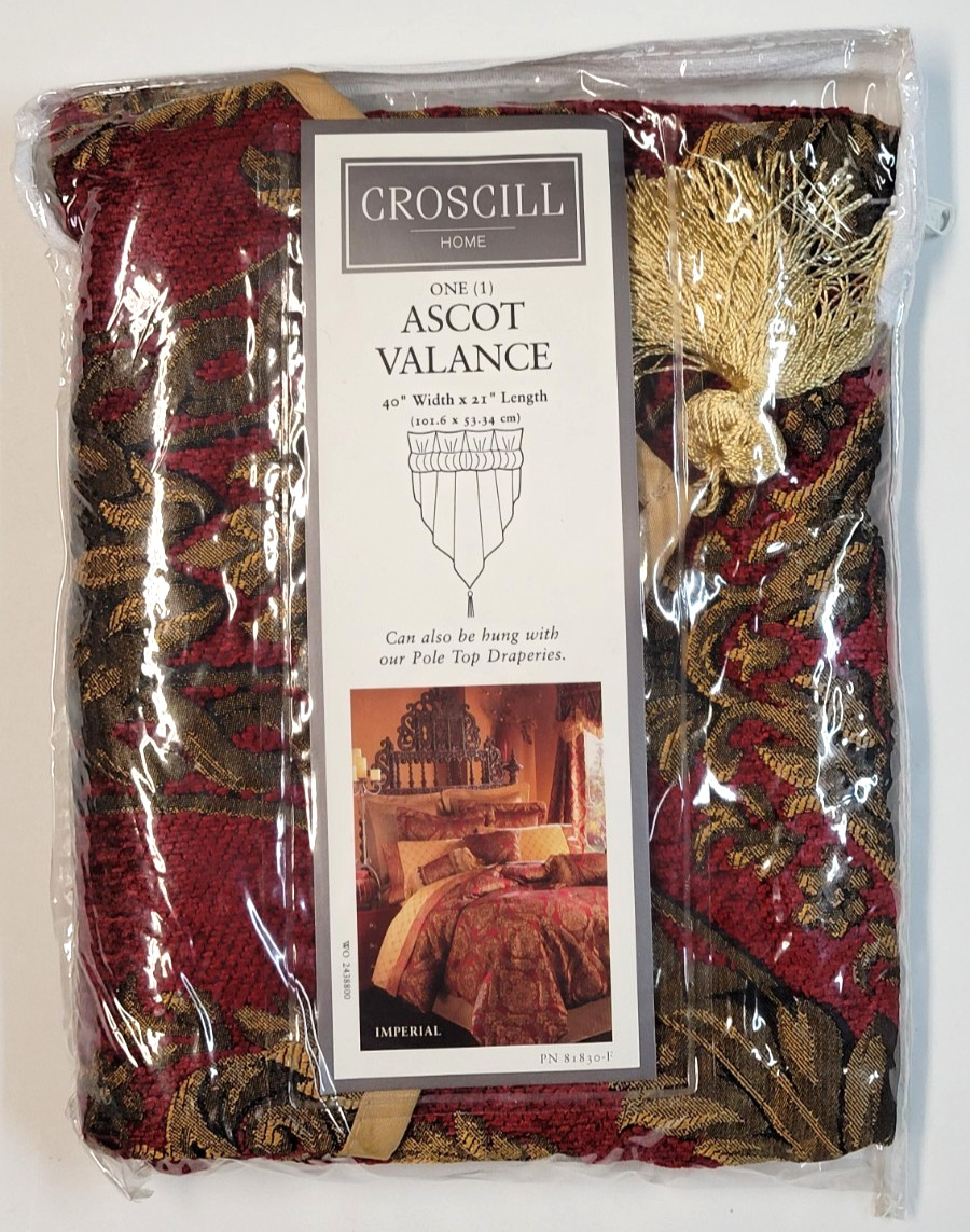 Croscill Imperial ( 1 ) Ascot Valance 40×21 Red w/ Gold Tassel PLS READ Multi