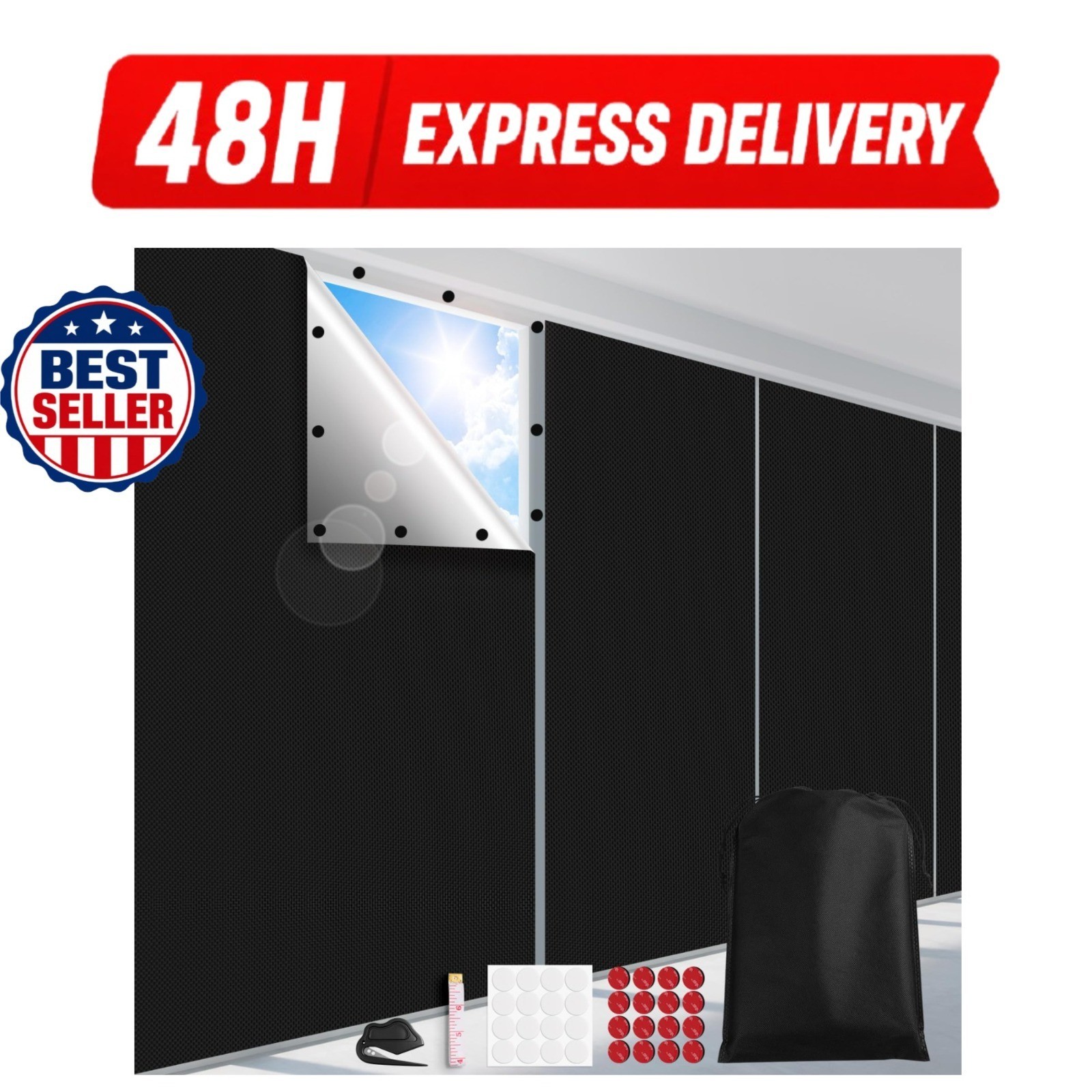 FADOTY Blackout Window Cover Film 57″W x 118″H Portable Shade