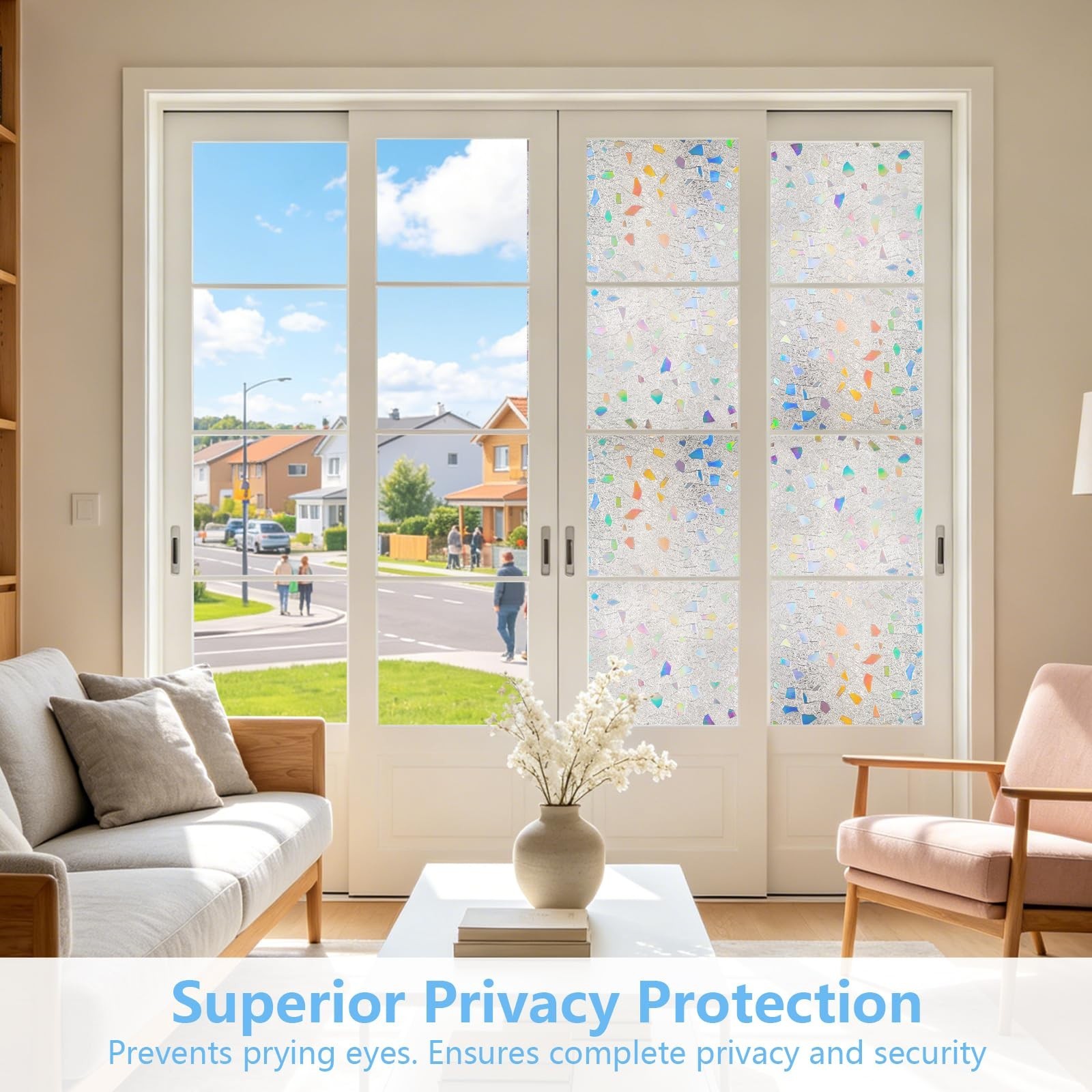 LEMON CLOUD Frosted Window Privacy Film,Stained Glass Static Cling,Decorative…