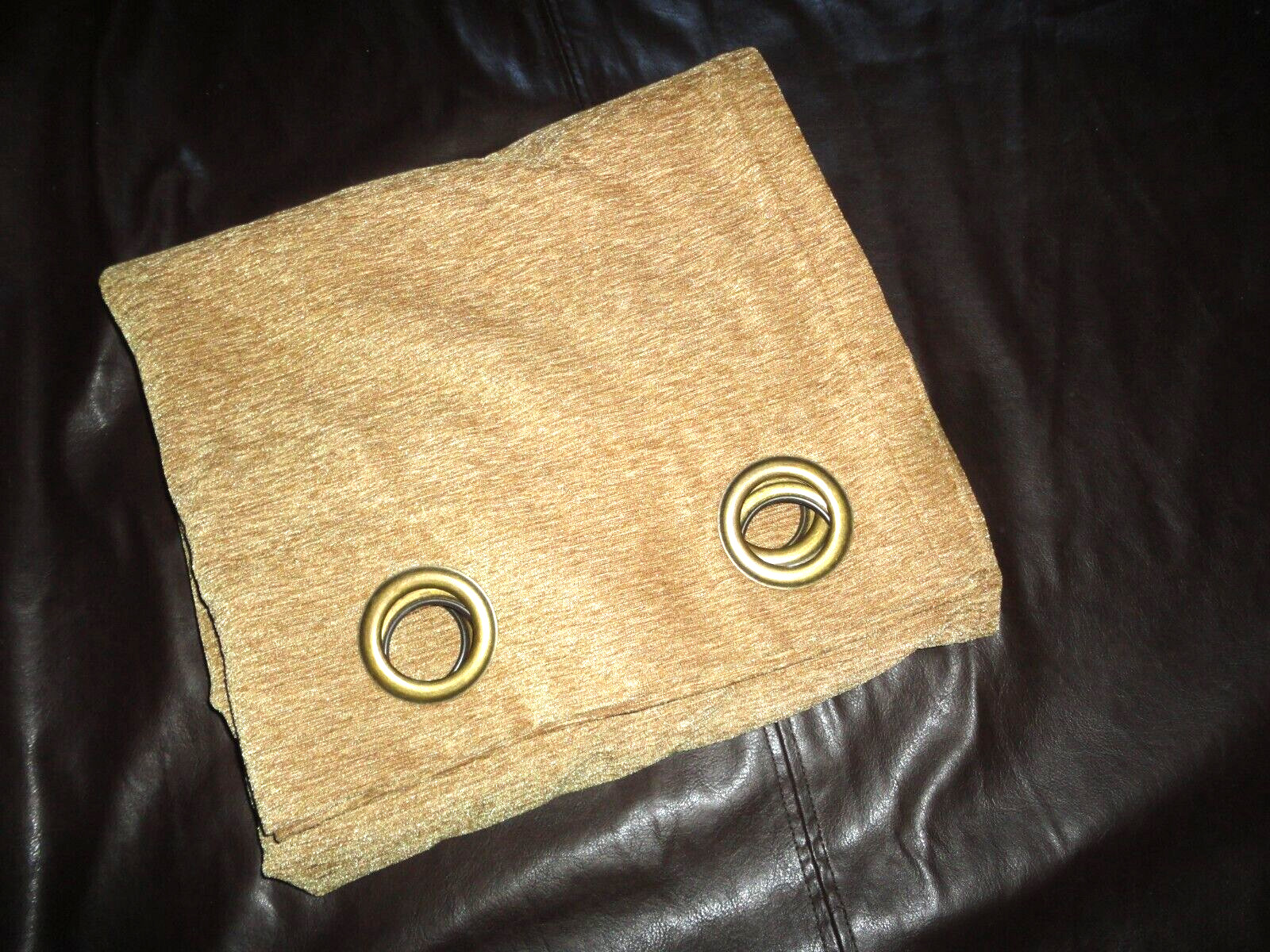 CHAPS TEXTURED SHIMMER CHENILLE GOLD (2) GROMMET CURTAINS PANELS 42 X 95