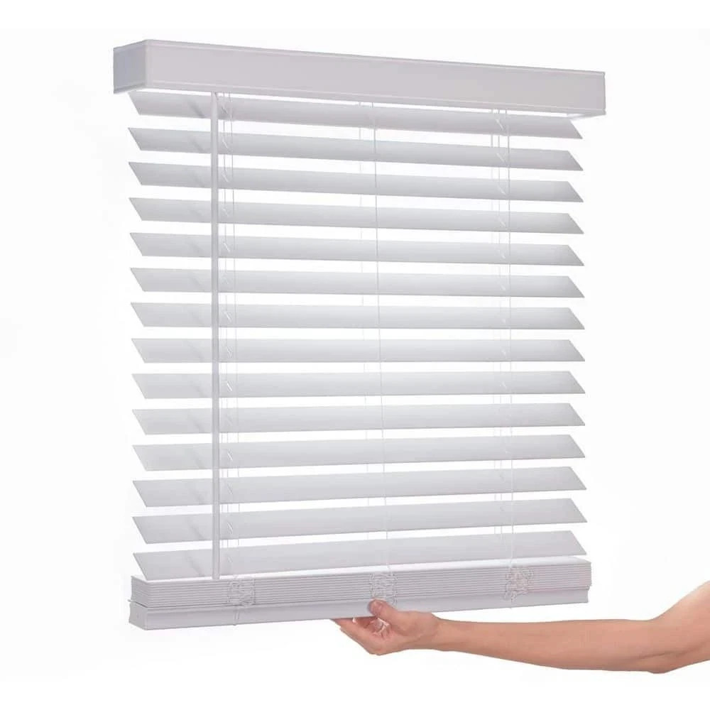 White Cordless Faux Wood Blinds 2-in Slats 9×36 Home Window Treatment