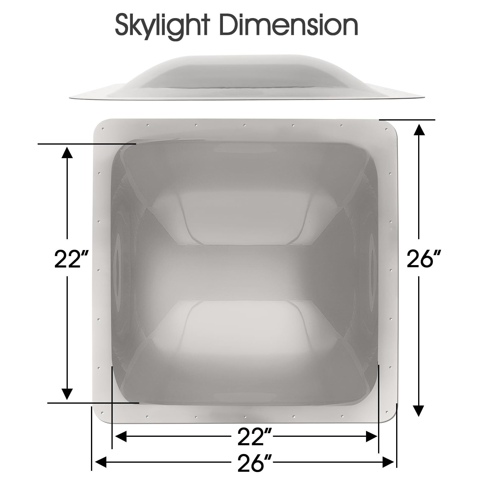 RV Skylight Replacement Cover 22″ x 22″ Outer Dome for Camper Food Truck