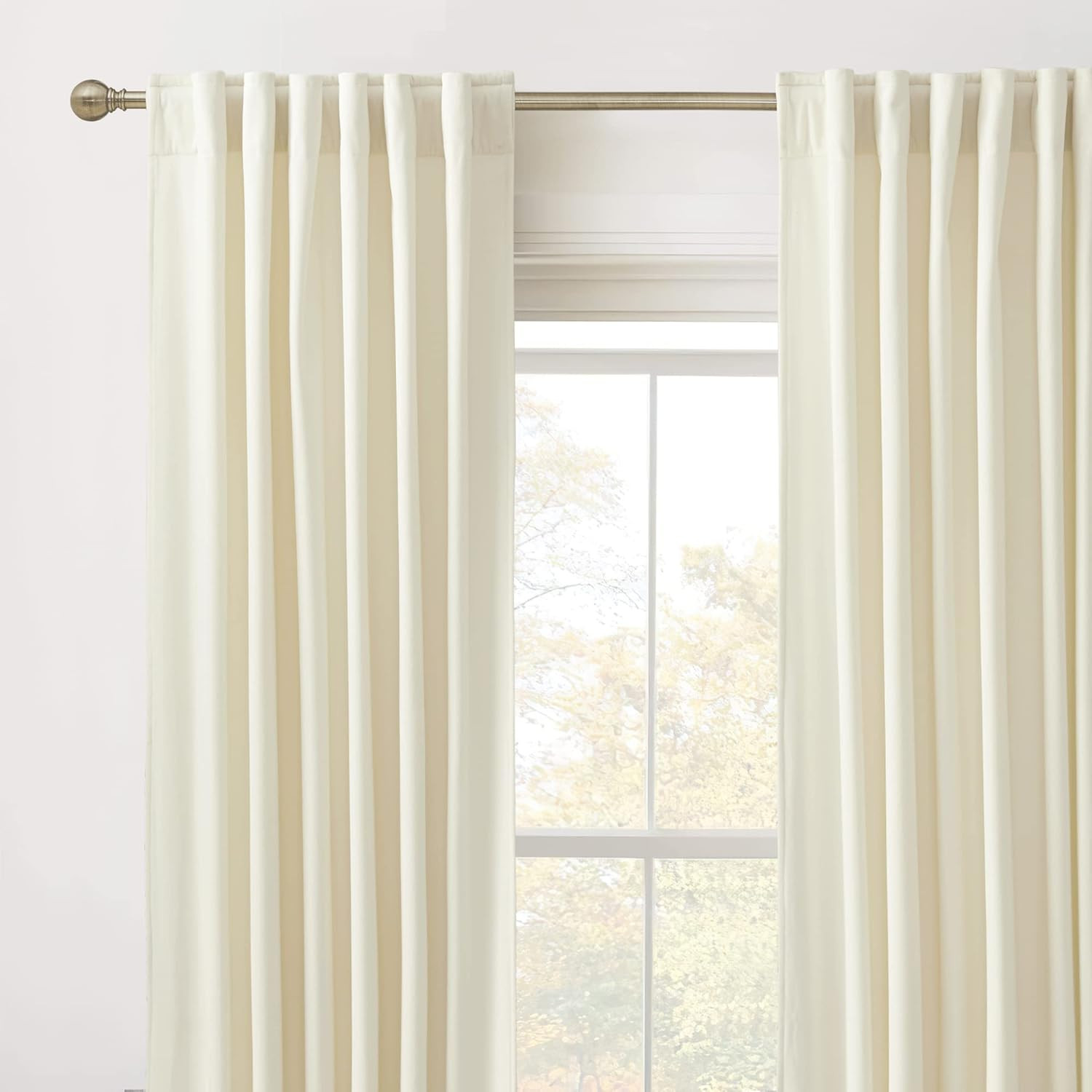 Velvet Curtains 63 Inches Length, Back Tab & Rod Pocket Soft Fabric Curtains & D