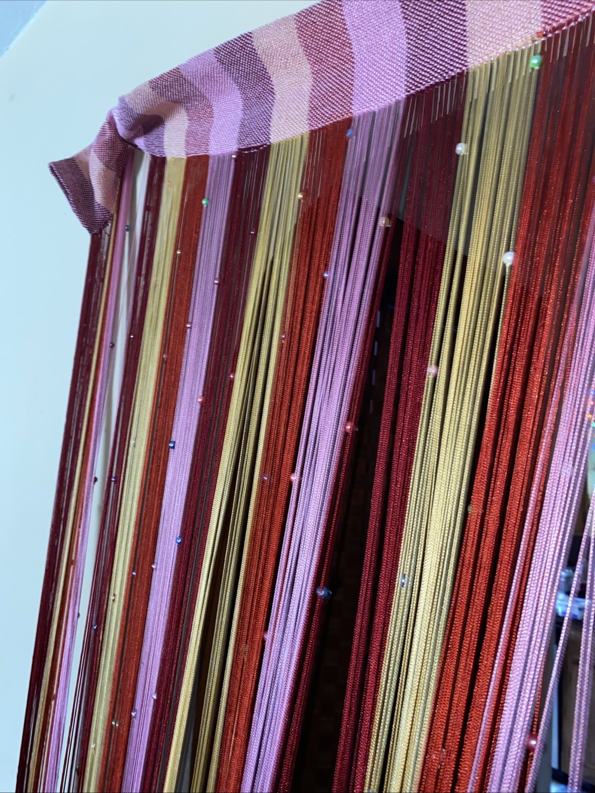 Curtain String Pink Bead Hang Doorway Decor 46” Top 78” Long Trim As Needed