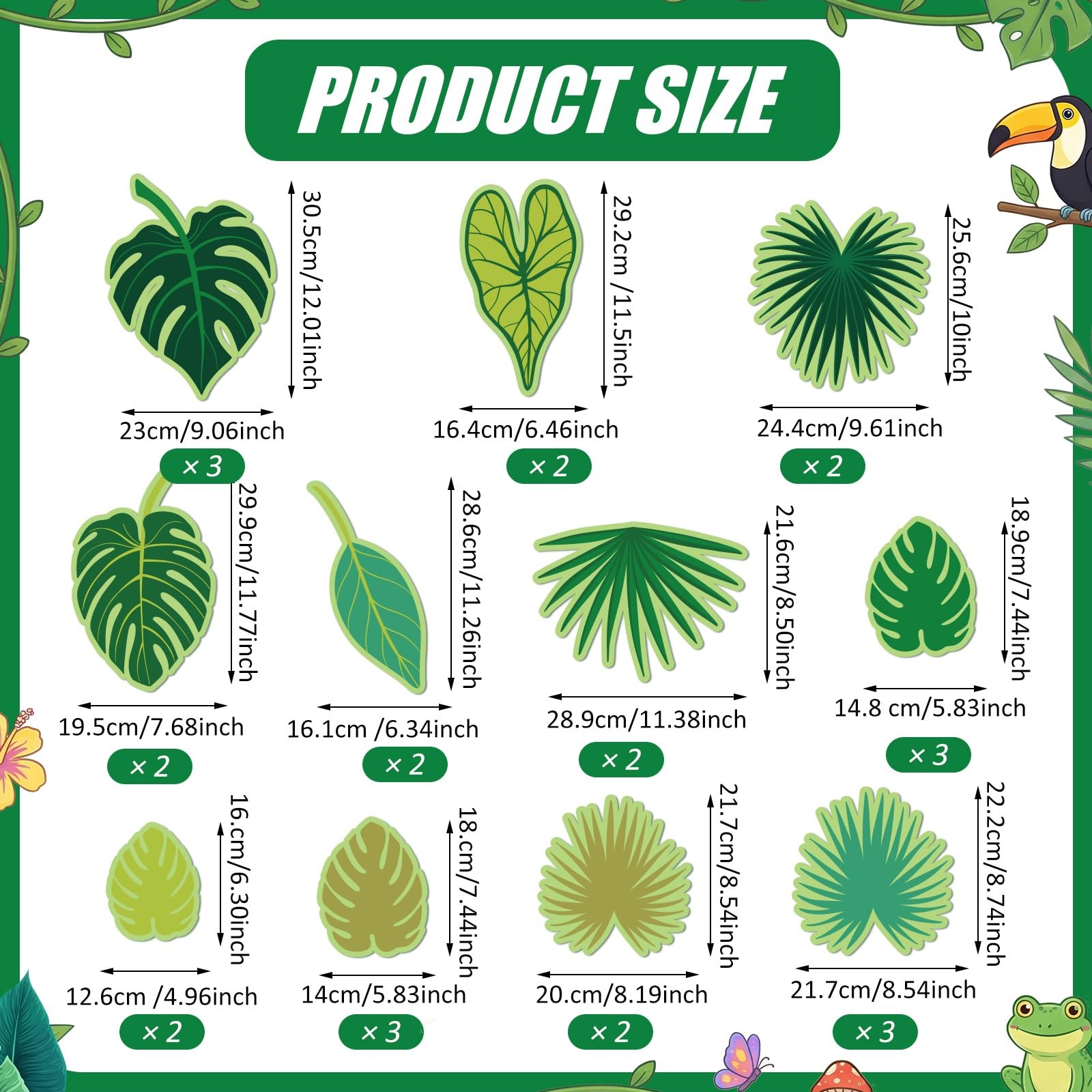 Jungle Classroom Decorations Back to School, 2 Pcs Tropical Palm Leaf Rain Cu…