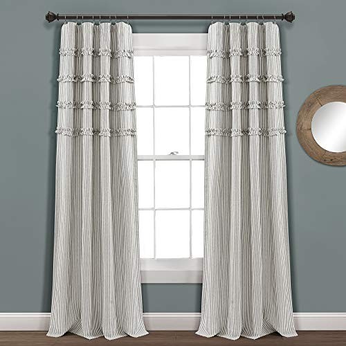 Vintage Stripe Yarn Dyed Cotton Blend Window 40″W x 84″L (Pack of 2) Grey